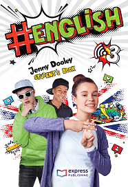 Cover of #English 3, third book in the #English series for learning English, published by Express Publishing and authored by Jenny Dooley, designed for pre-teens and teenagers, this is a pack